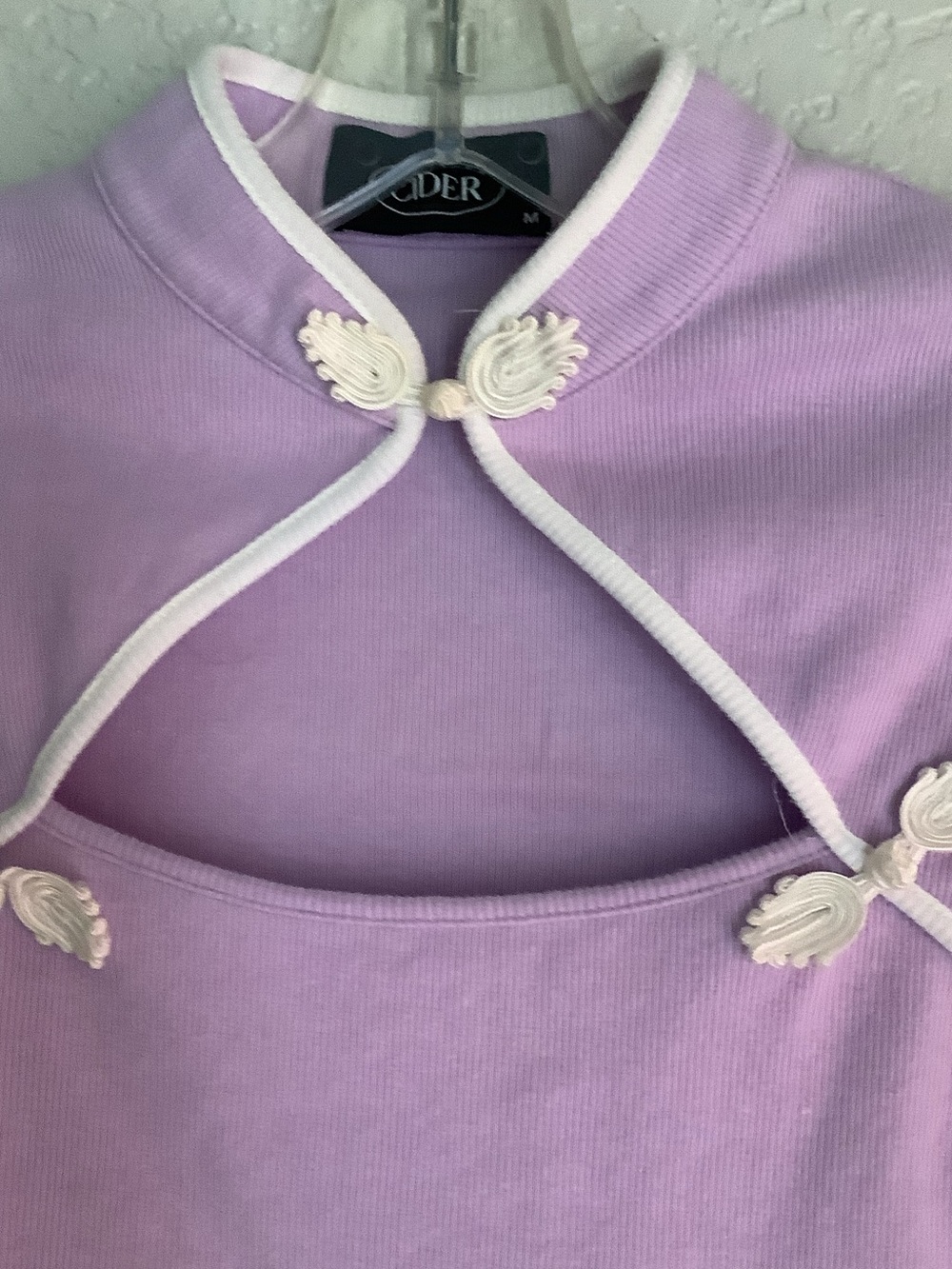 Cider Lavender Cropped Short-Sleeve Top with White Trim - Picture 2 of 5